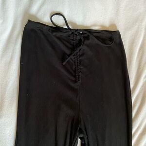 Ruched front ribbed pants